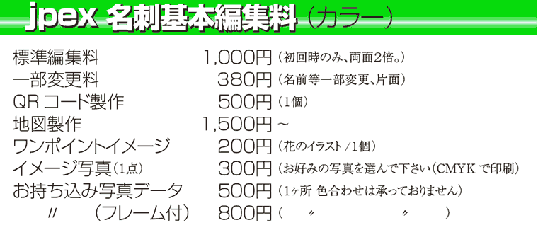 カラー名刺編集料